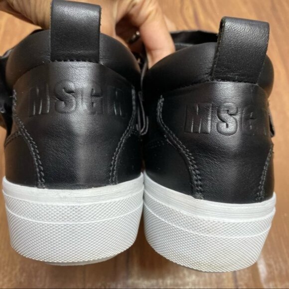 MSGM Leather Black Ruffle Slip On Sneaker Women Size 36 - Picture 6 of 9